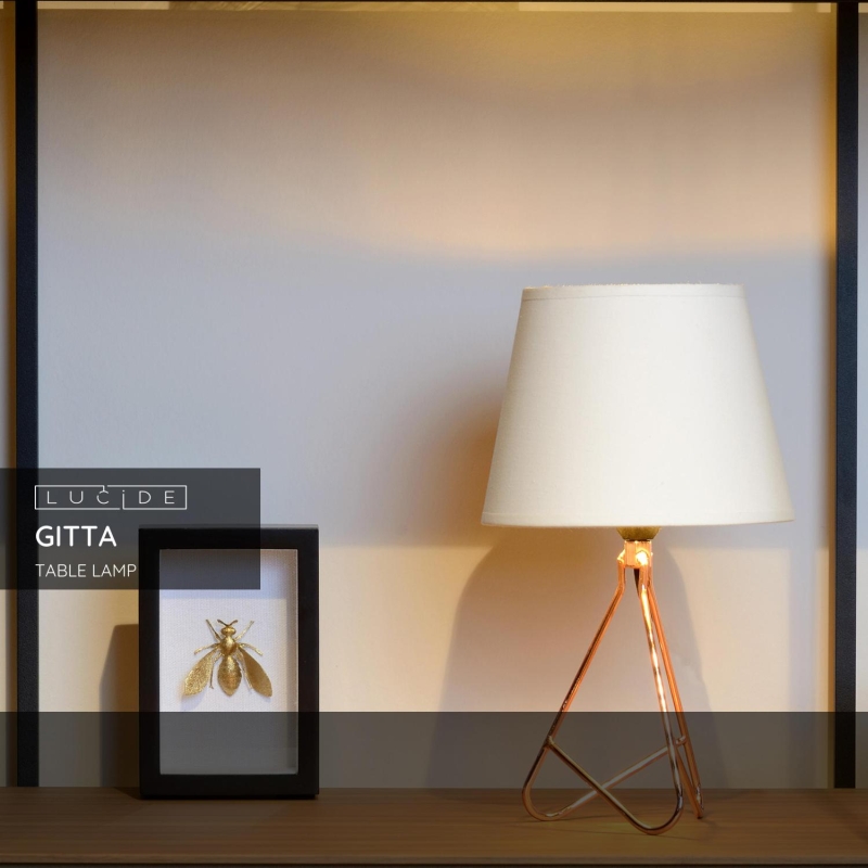 Lucide GITTA - Stolná lampa - Ø 17 cm - 1xE14 - Meď